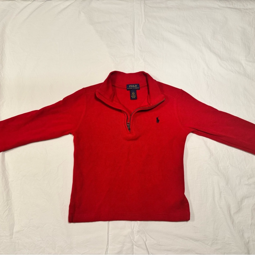 Polo by Ralph Lauren Red Half-Zip Sweater with Navy Pony